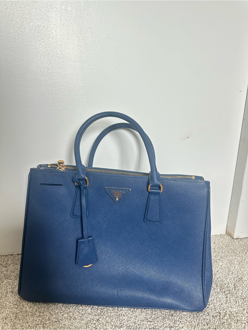 Prada Double Zip Lux Tote Saffiano Leather Medium